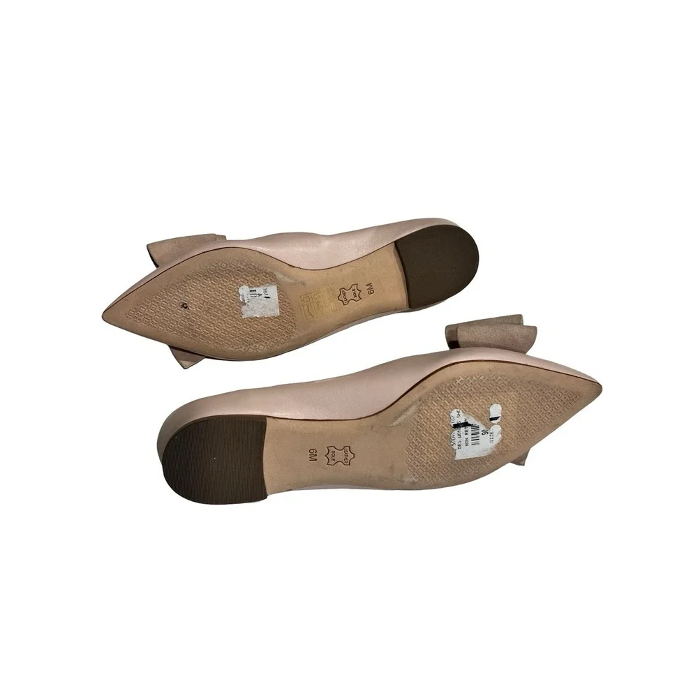 Tory Burch Rosalind Pink Suede‎ Leather Sole Bow Ballet Flats Size 6M 44412